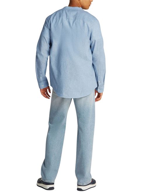 Camicia uomo azzurra misto lino Tommy Jeans | DM0DM20876DY6